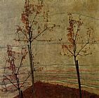 Egon Schiele Canvas Paintings - Autumn Trees